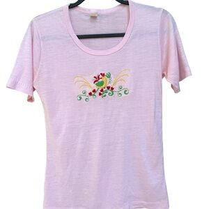 Vintage Pink Embroidered T-Shirt